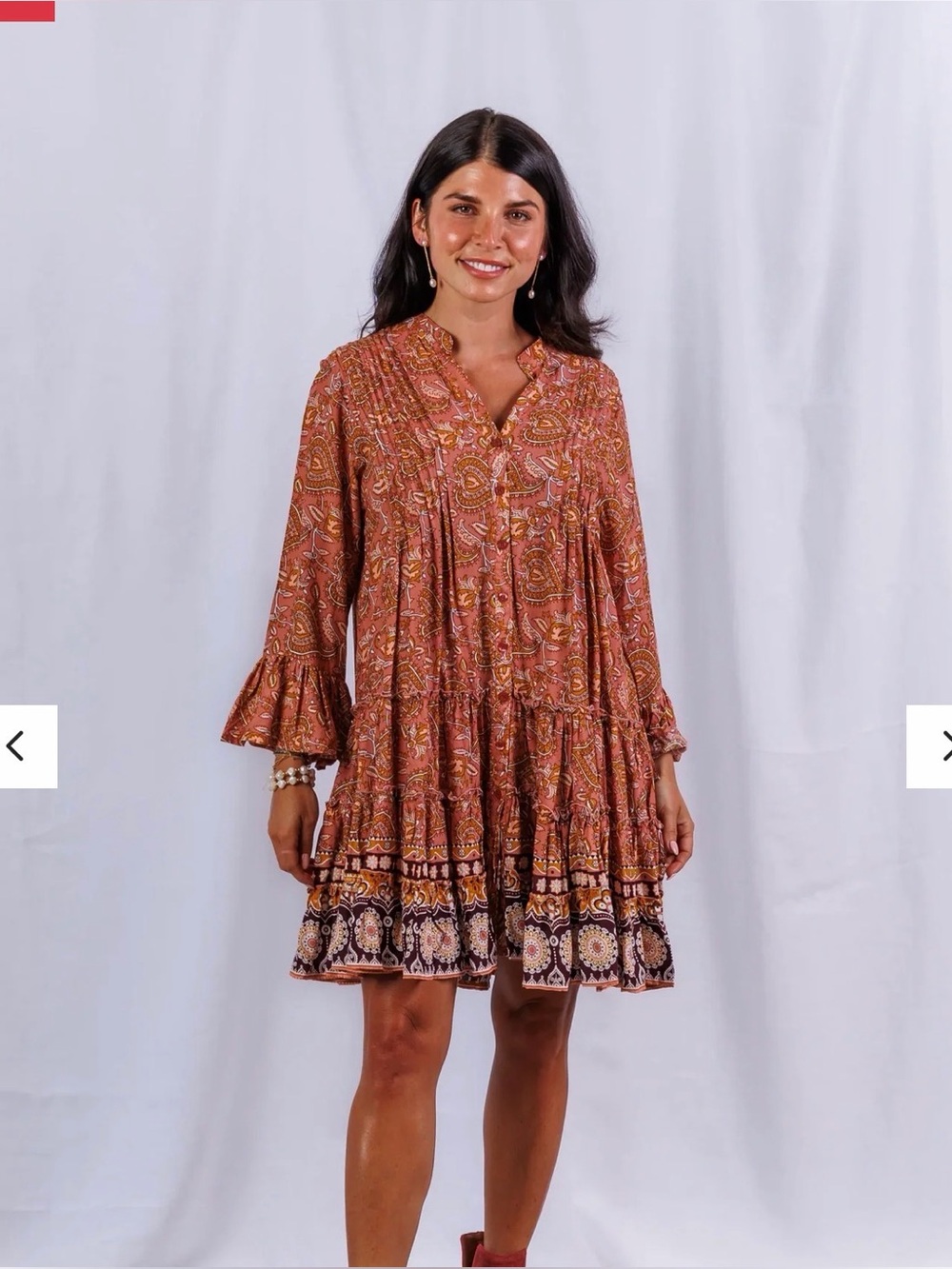 Sea Lustre Floral penny swing dress in Teal and Beige - Picture 4 of 4